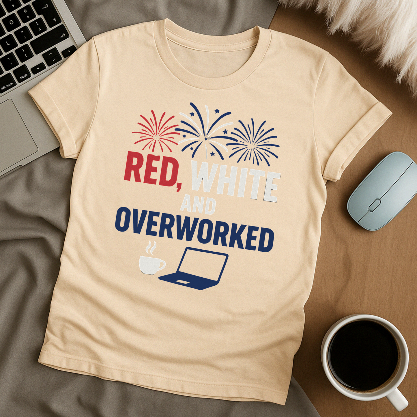 Red, White and Overworked T-Shirt