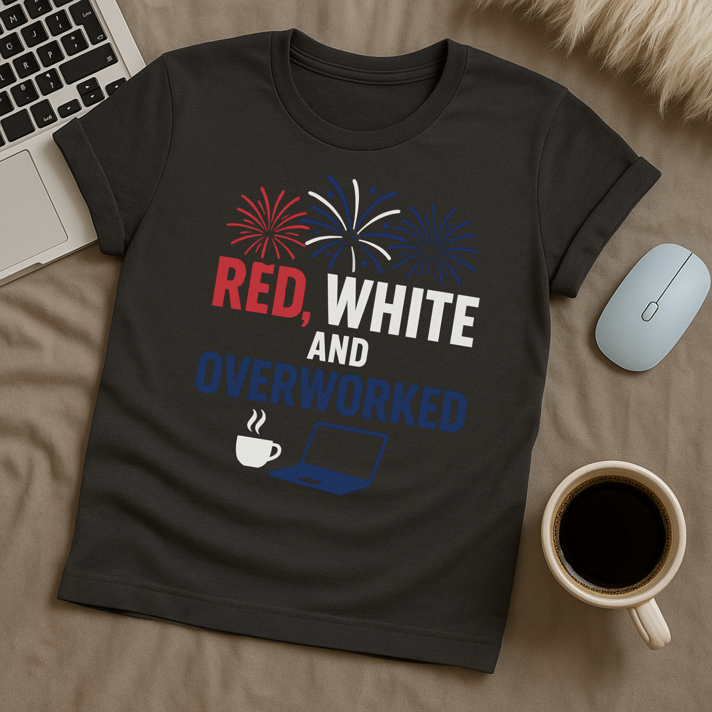 Red, White and Overworked T-Shirt